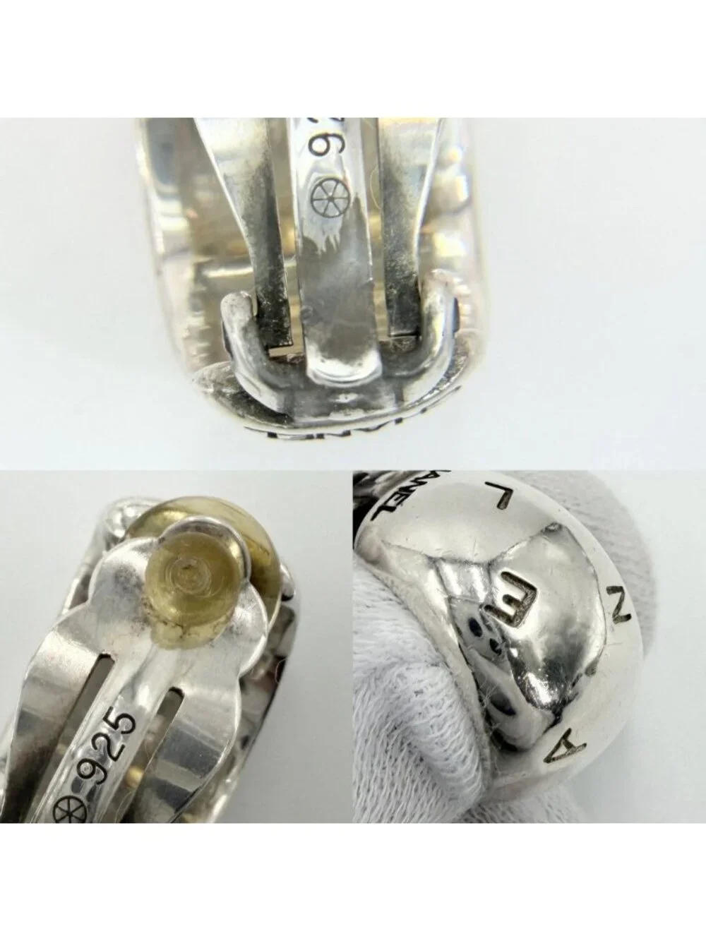 Chanel Earrings Logo Vintage 925 Sterling Silver - Picture 5 of 6